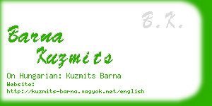 barna kuzmits business card